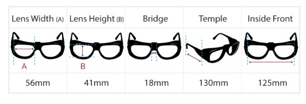 レーザー保護メガネフレーム寸法